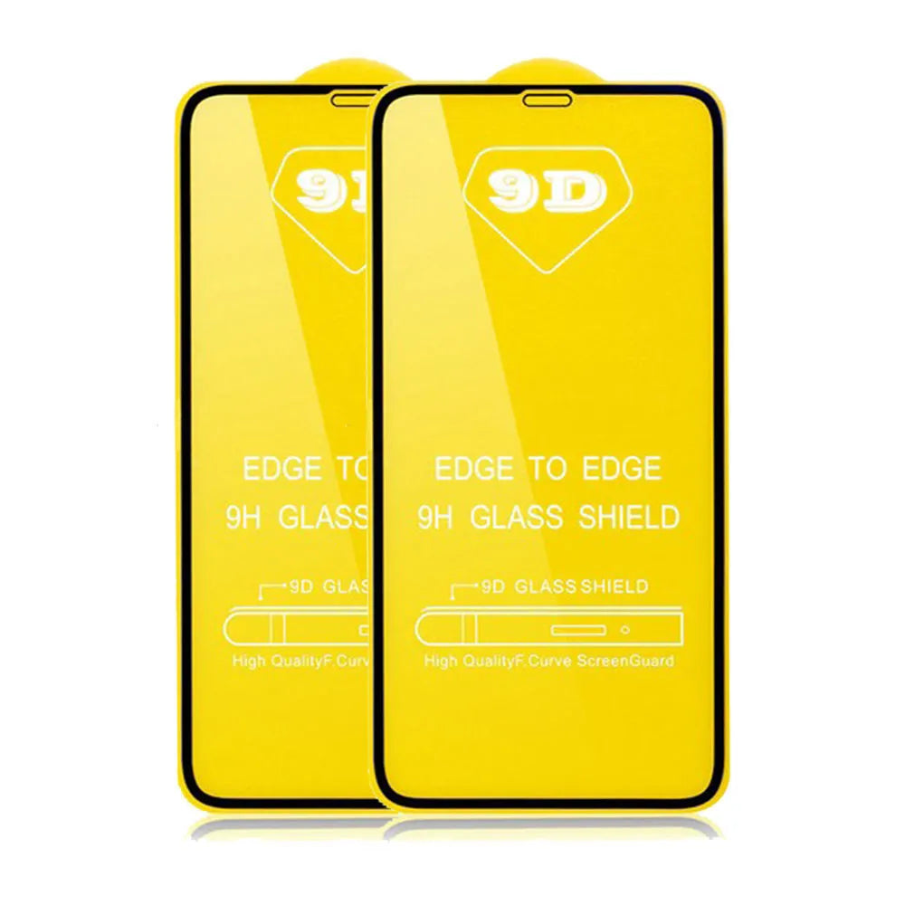 Black tempered glass screen protector for Xiaomi phones showing full coverage design