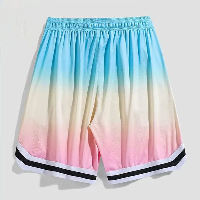 Men's gradient coloured loose fit cropped trousers in polyester fabric