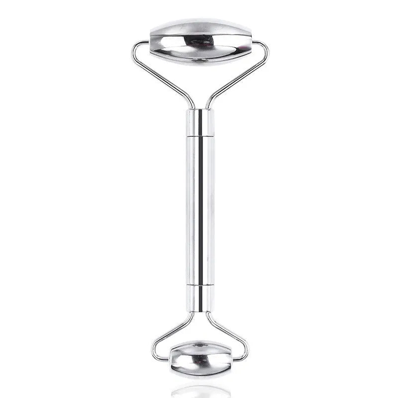 Stainless steel heart-shaped facial massage roller and 3cm scraping plate set for acupressure