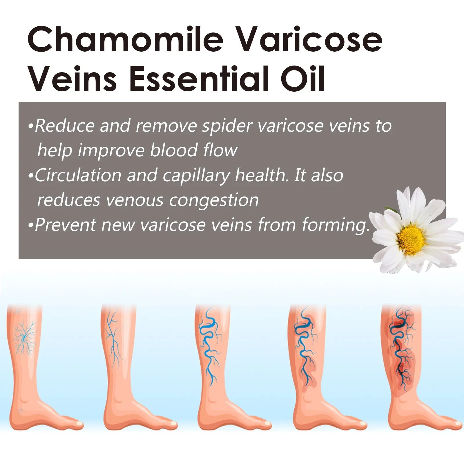 10ml chamomile leg essential oil bottle for leg massage and discomfort relief