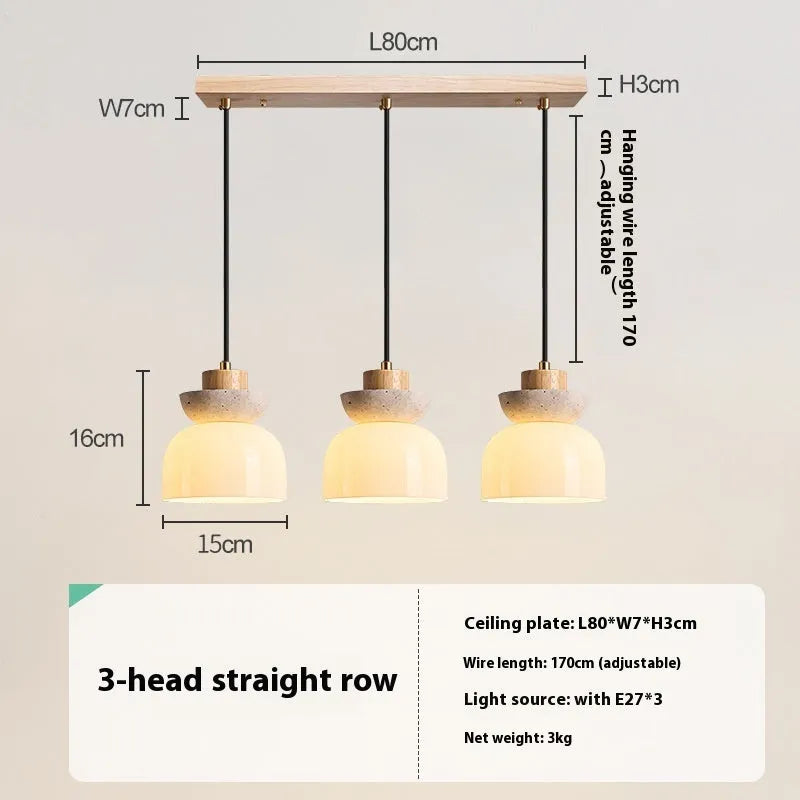 Japanese style log cream droplight with warm bulb, 15x16cm, for bedside or study