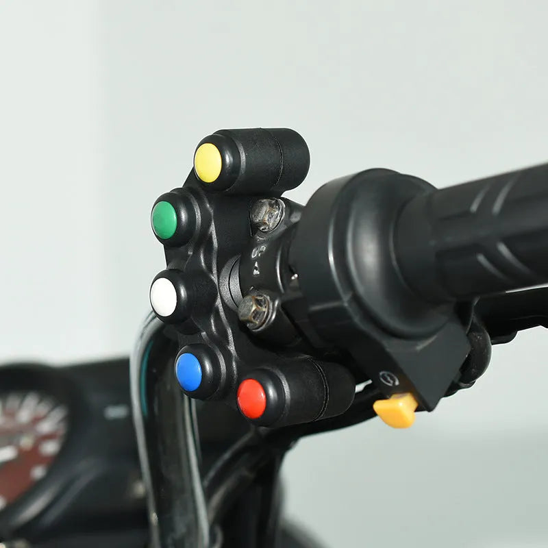 Plastic five-colour five-position rotary switch with lock for vehicle accessory control.