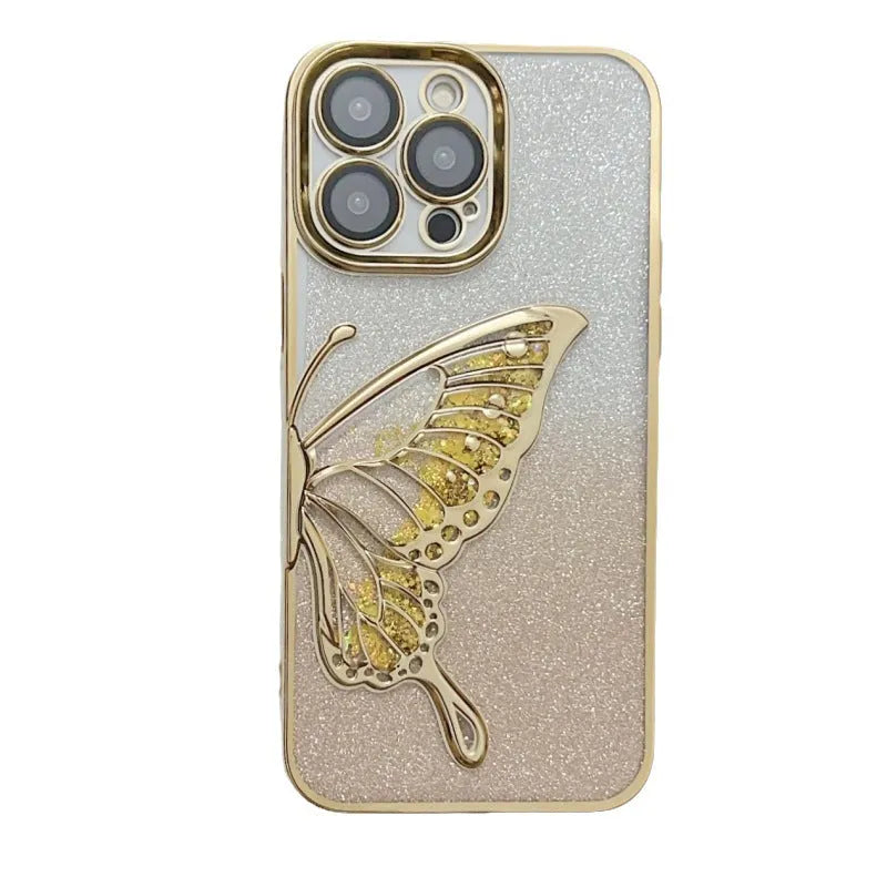 Three-dimensional quicksand butterfly TPU phone case in transparent colour for iPhone 13 Pro Max