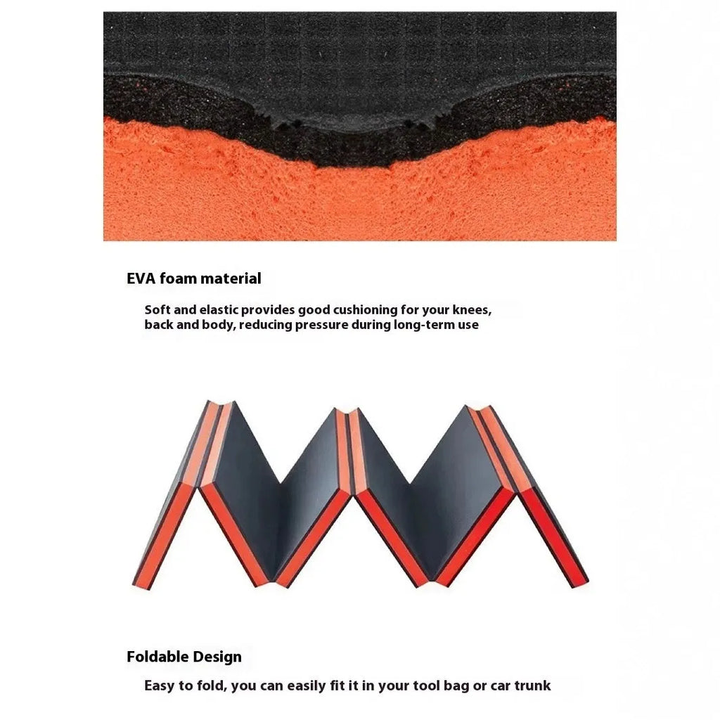 Folding EVA kneeling mat for car repair with dimensions 116cm long by 40cm wide