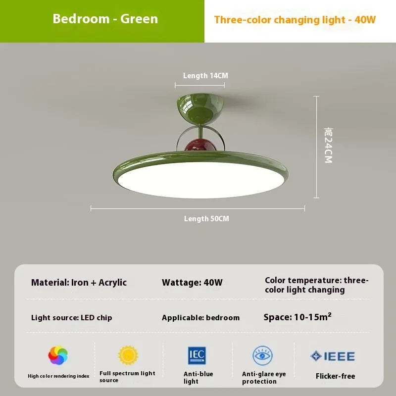 Modern Nordic ceiling light with full spectrum eye protection and smart dimming controls