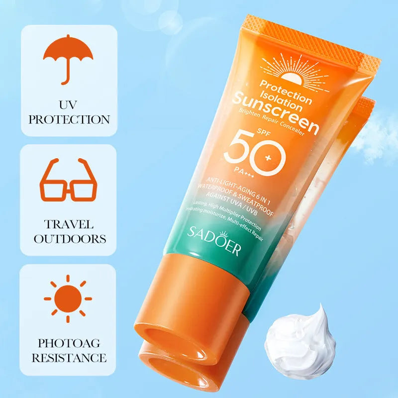 50g double tube multi-effect sunscreen with universal skin compatibility