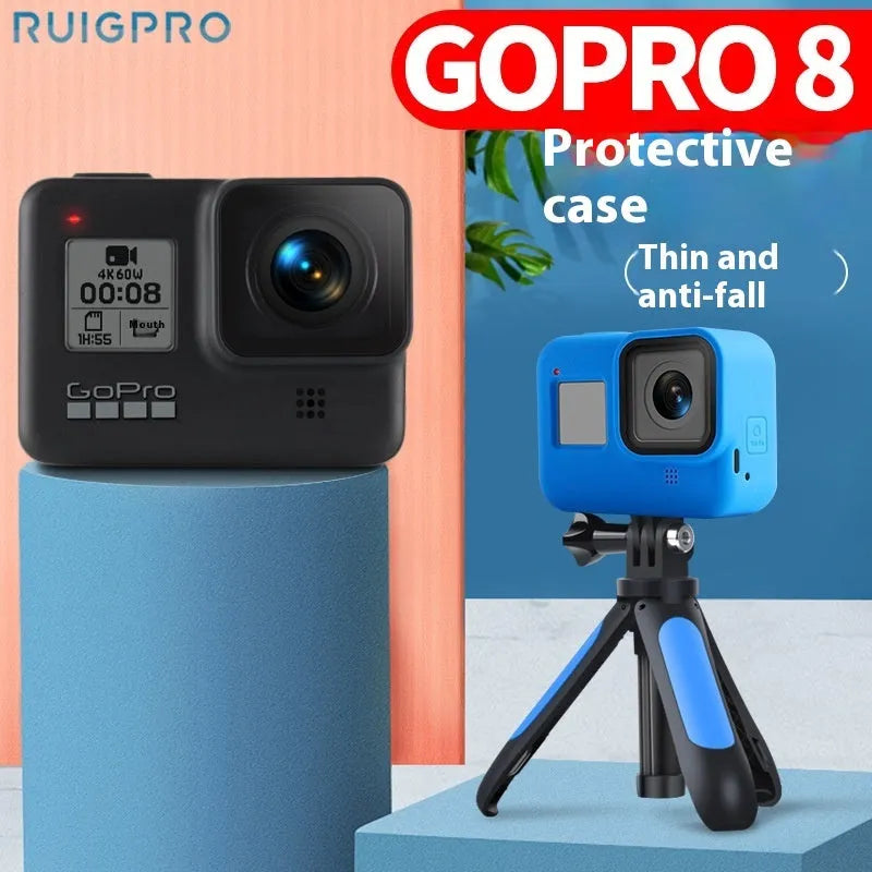 GoPro Hero8 Black silicone protective sleeve with anti-lost lanyard strap accessory set in multiple colour options