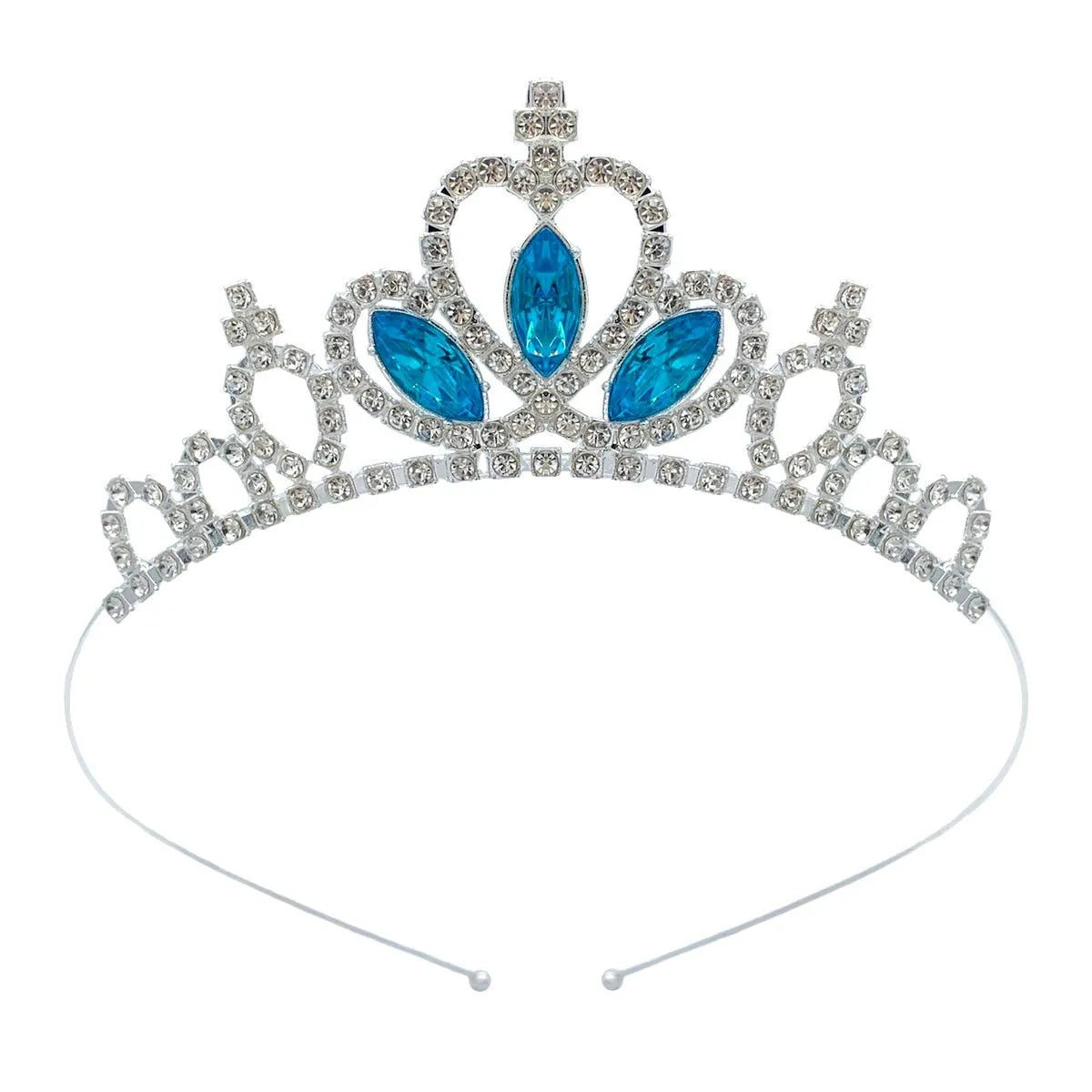 Girl's electroplated alloy princess crown headdress in gold and silver colour variations for birthday parties