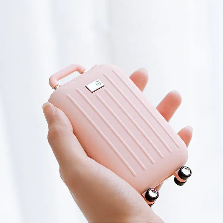 Green, pink or dark blue aluminium alloy 2-in-1 hand warmer and power bank with double-sided heating, 143x145x32mm