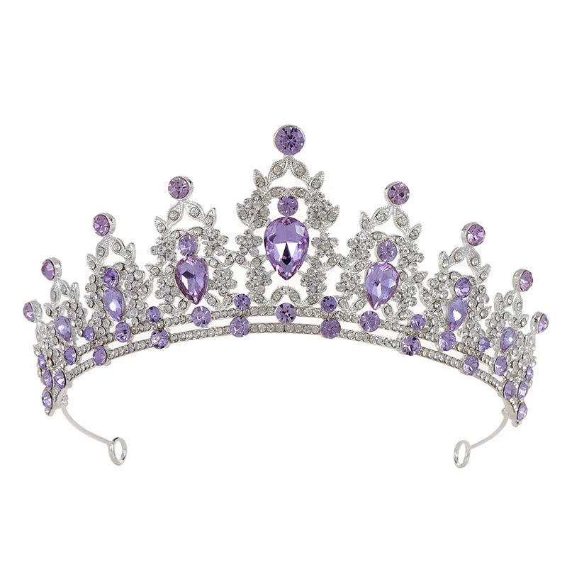 Baroque bride crown headdress with rhinestone detailing in silver and gold colour variations