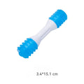 Dual-colour rubber puppy teething chew toy for dental health and gentle chewing.
