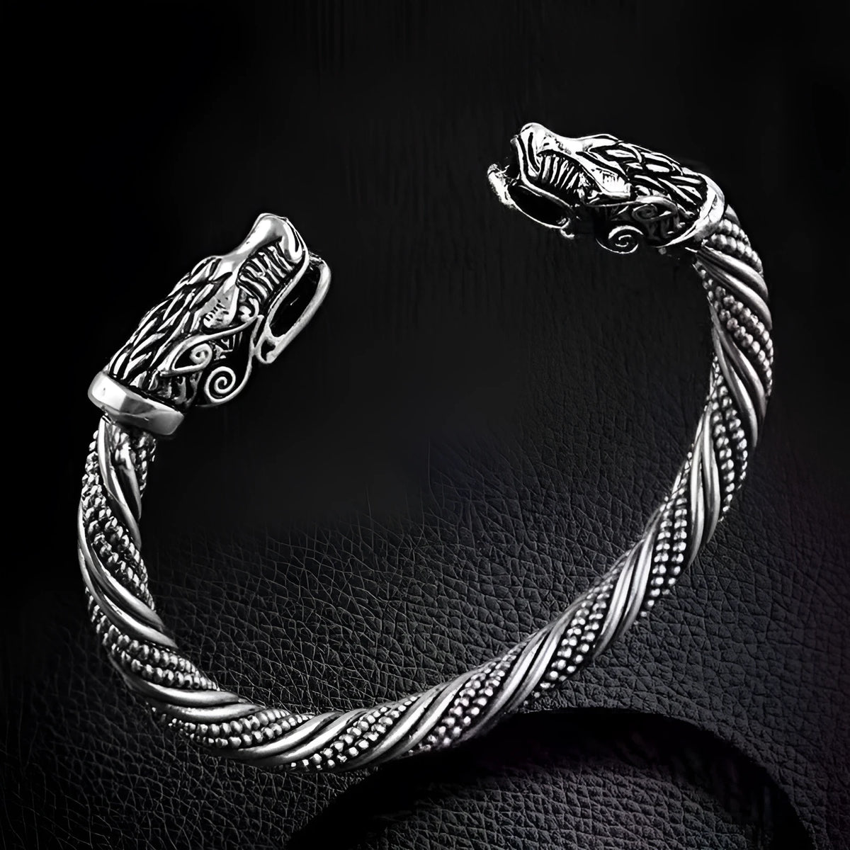 Retro Nordic zodiac cow open cuff bracelet for men in zinc alloy, shown in black, silver, and gold.