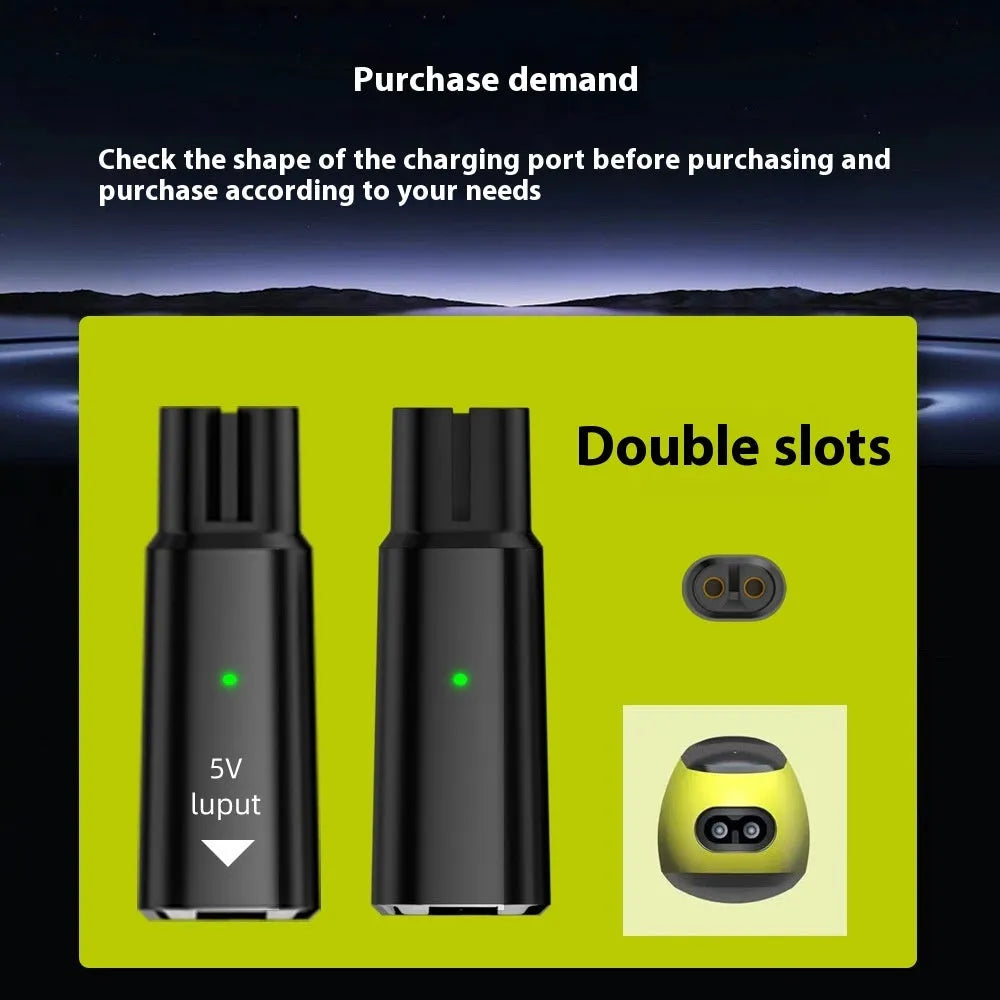 USB C charging adapter for 4.3V electric shavers and hair clippers in black colour