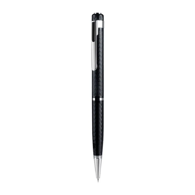 Black pen-shaped digital voice recorder with zinc alloy shell, 140mm length