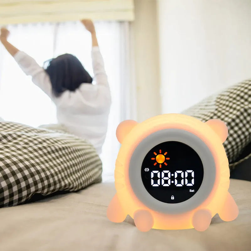 White soft edible silicone alarm clock for children with puppy style and music function