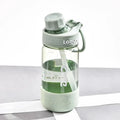 Heat-resistant plastic portable cup with straw in grey, green or pink cartoon pattern