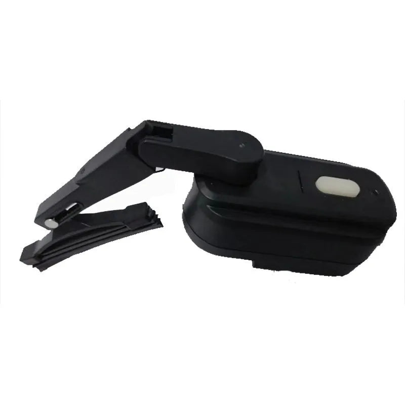 Black TZ-HW065 helmet wiper motor with attached 65mm silicone blade for motorcycle visors.
