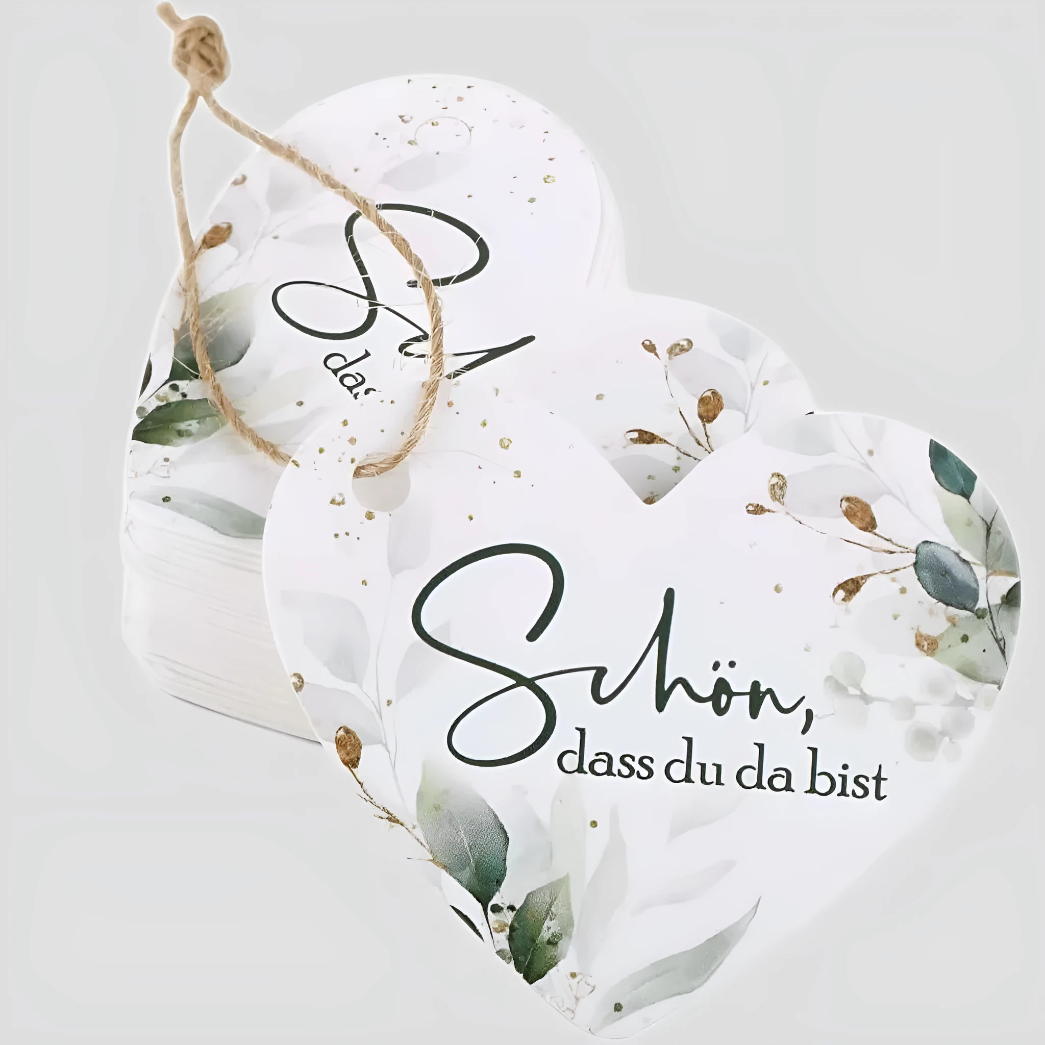 Fifty flower heart-shaped paper gift tags in two style colour options, half-handmade construction
