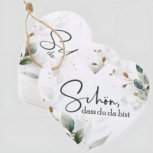 Fifty flower heart-shaped paper gift tags in two style colour options, half-handmade construction