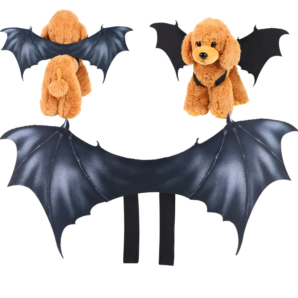 Black cloth bat wings Halloween costume accessory for dogs and cats in three sizes