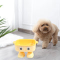 Elevated cat bowl with robot shape, 15° tilt angle, and anti-slip base for pet feeding
