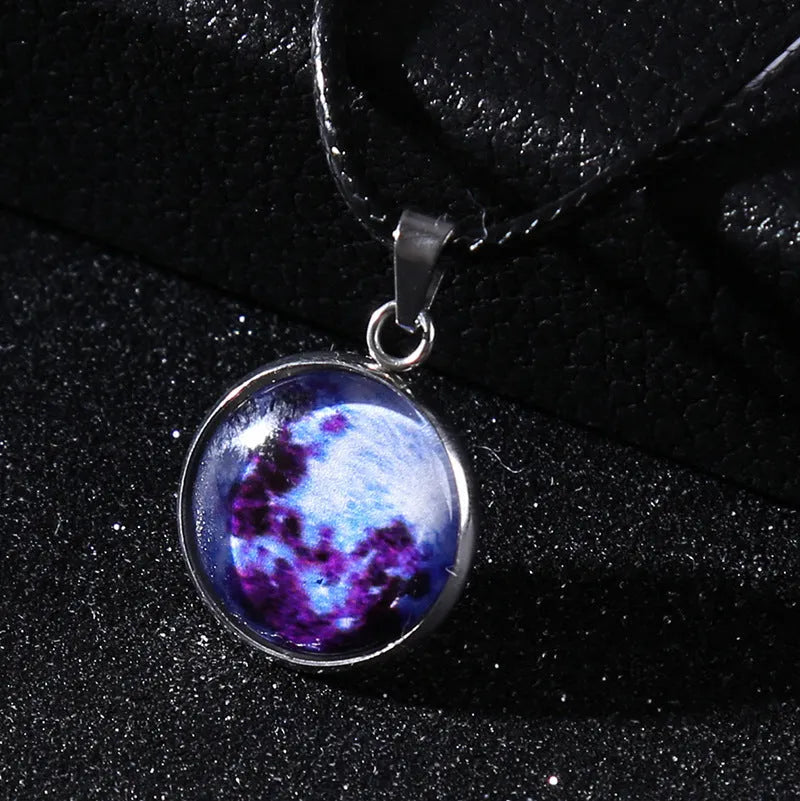 Luminous constellation design alloy pendant necklace on a chain with an extension.