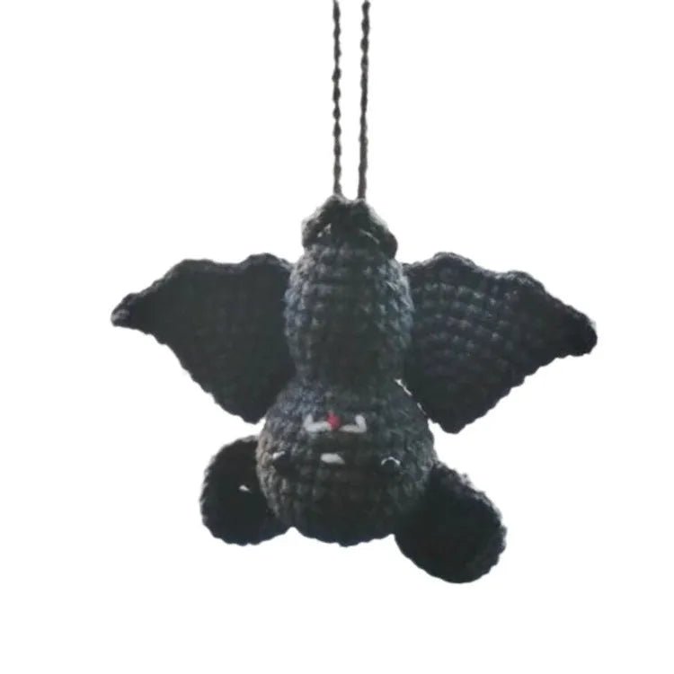 Polyester plush hand-woven cartoon automobile hanging ornament showing Halloween bat and ghost designs.