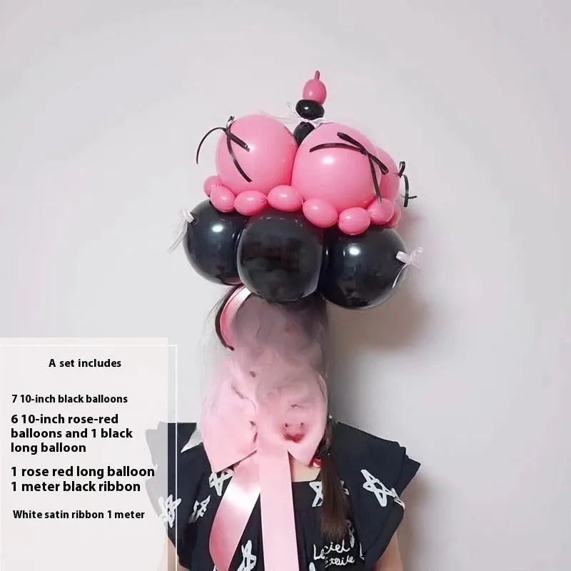 Round balloon bouquet cake decoration DIY kit with complete balloon sets for birthday parties
