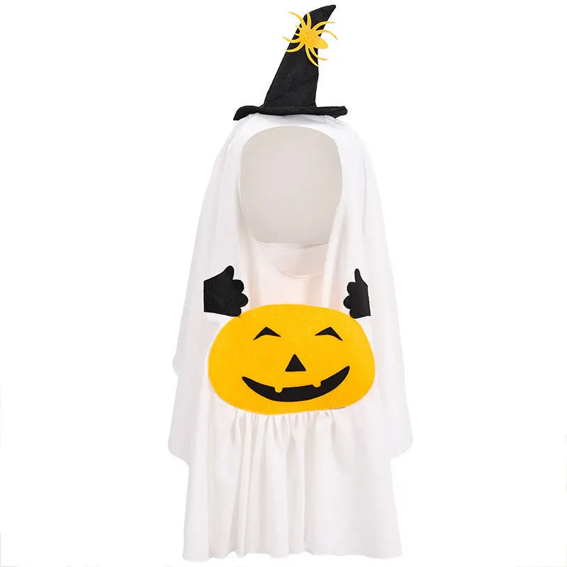 White pumpkin ghost dog costume suit for Halloween with viscose fabric in S M L sizes
