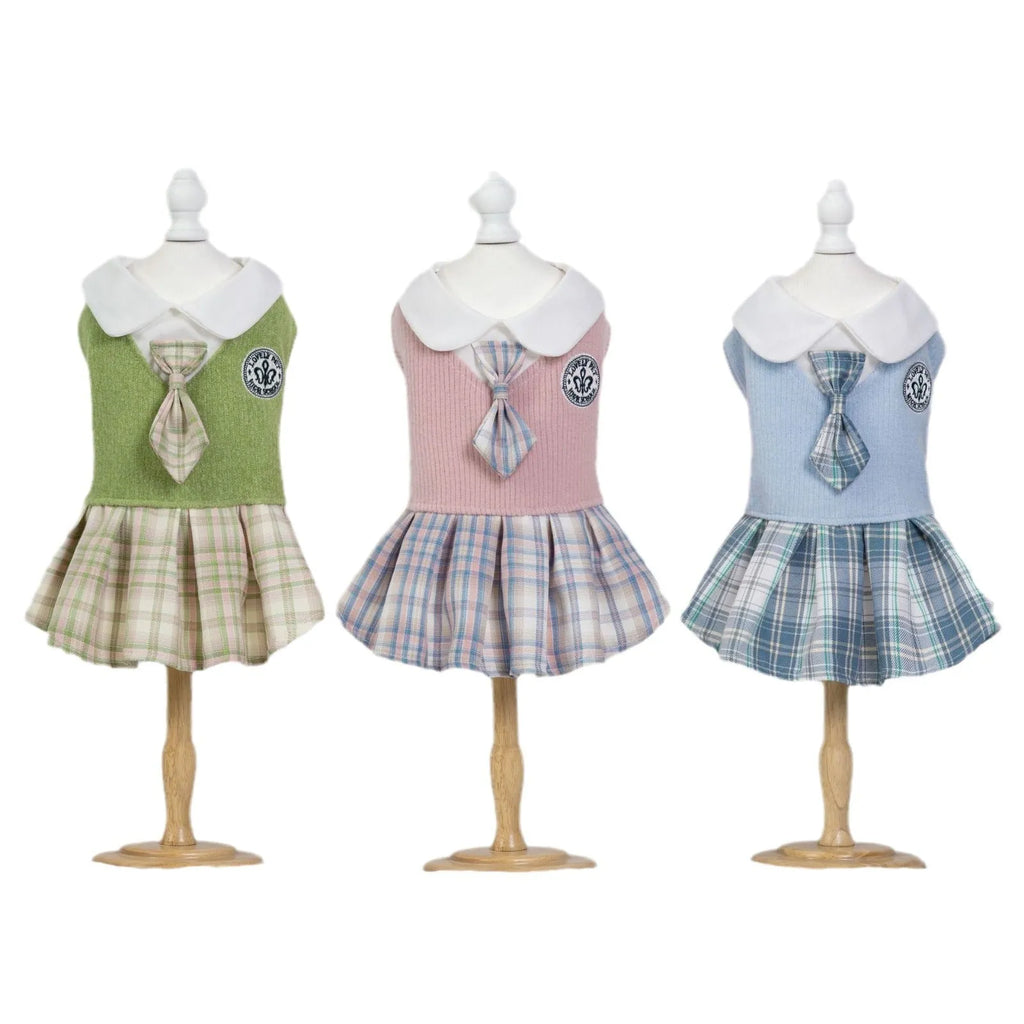 Polyester tartan skirt for dogs and cats in pink, blue and green colours