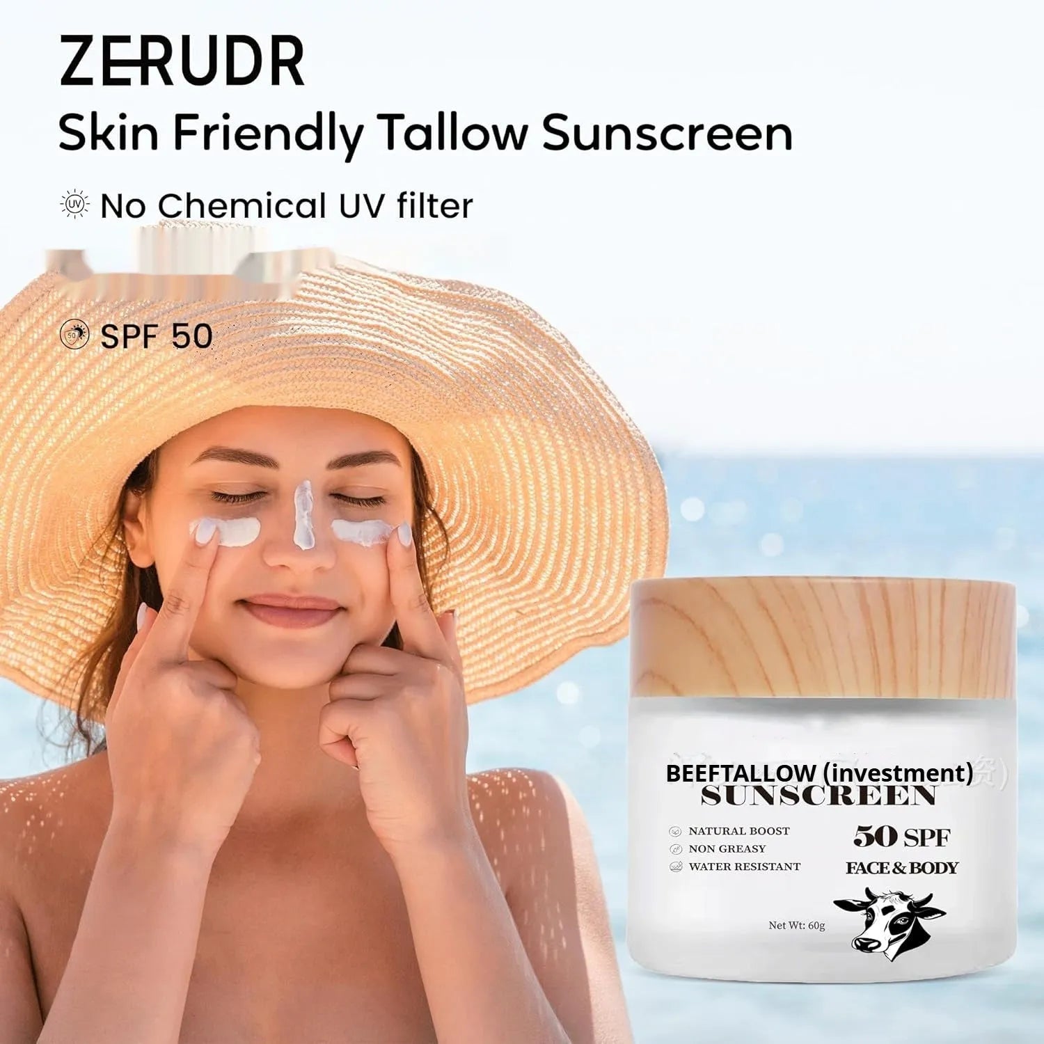 60g tube of waterproof non-greasy protective cream with beef tallow for outdoor and work use
