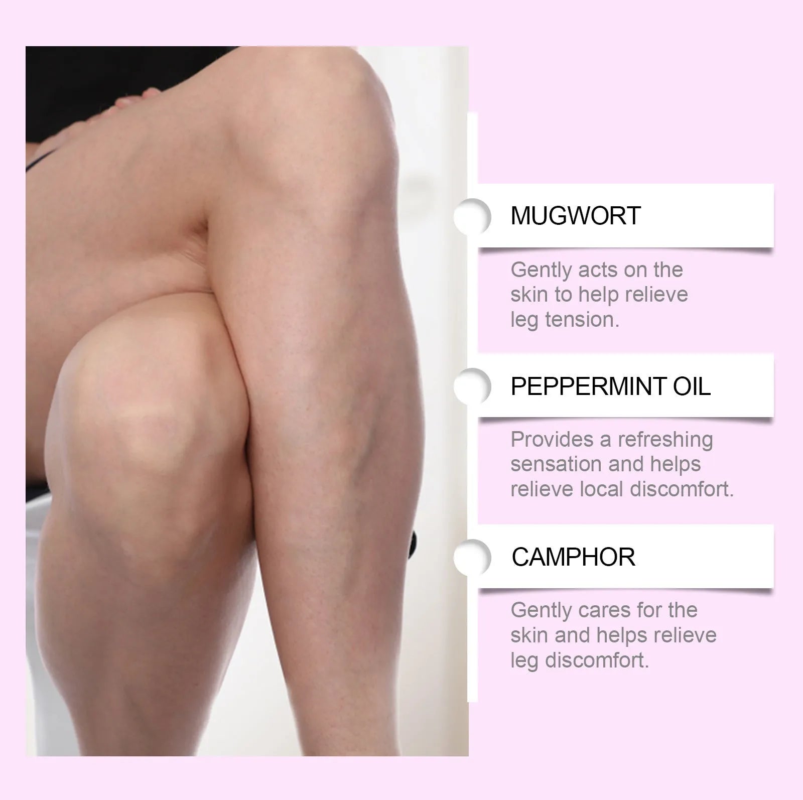 Standard pack of 12 leg care patches with plant ingredients for nourishing massage