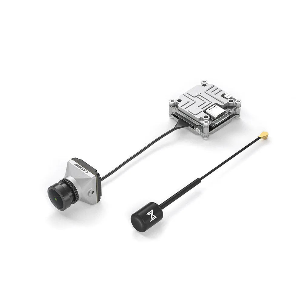 Silver aluminium Caddx Vista DJI FPV adaptor kit with M2 screws, spacers, and wiring harnesses