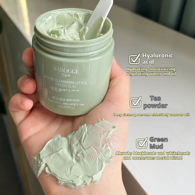 Jar of 120g non-pulling dry daub clay cleansing facial mask.