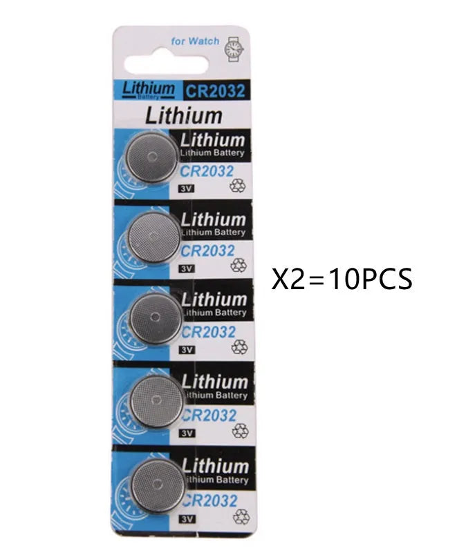 Pack of 5 CR2032 3V lithium button batteries for remote controls and scales