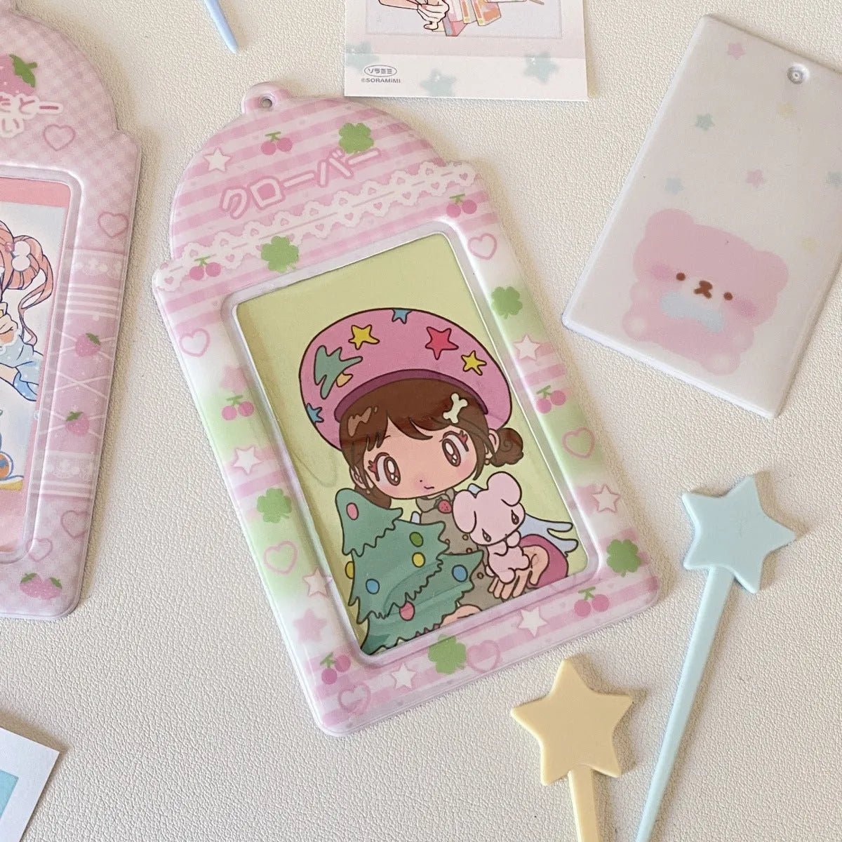 PVC cartoon card holder pendant with transparent sleeve for meal cards or IDs