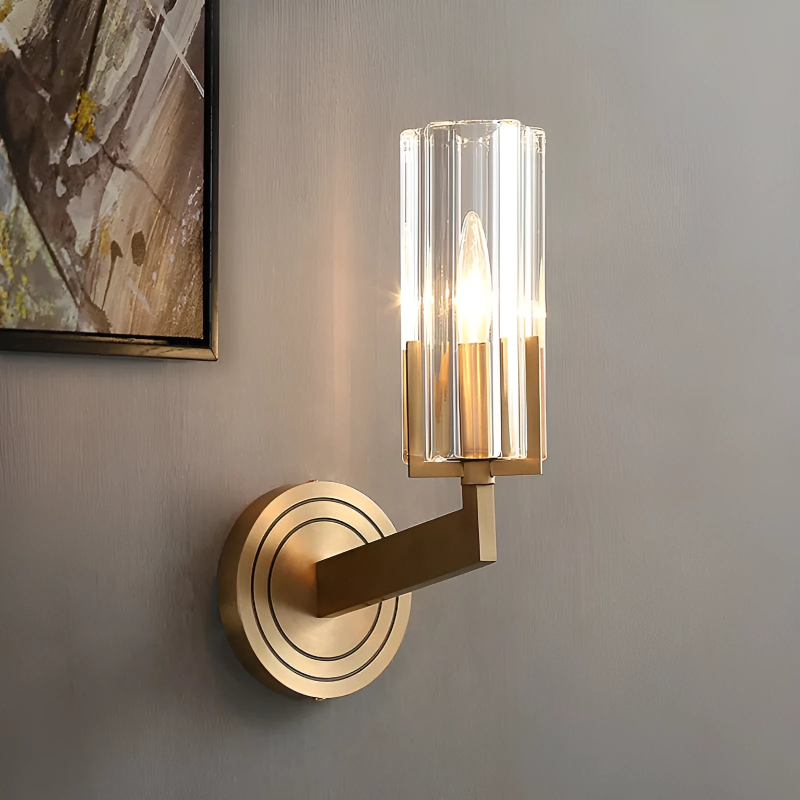 Modern minimalist copper wall lamp with single head design for bedside lighting