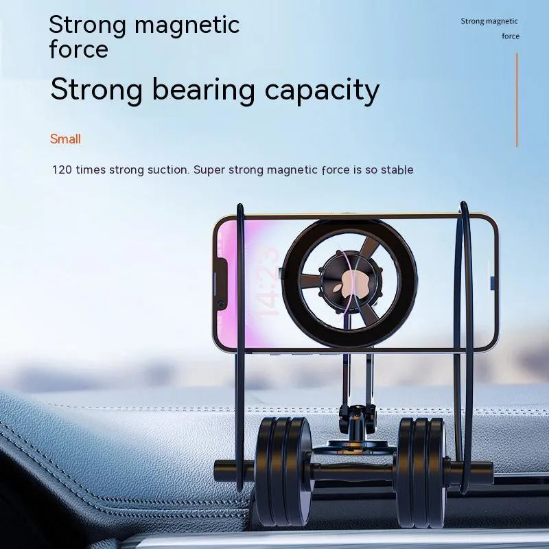 All-metal magnetic car phone holder in black, silver, gold, or rose gold with magnetic rings and adhesive pads.