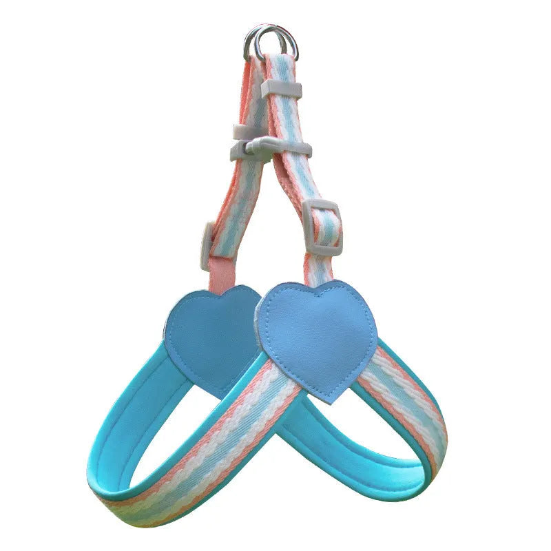 Nylon dog walking harness and leash set in multiple colours with adjustable sizing