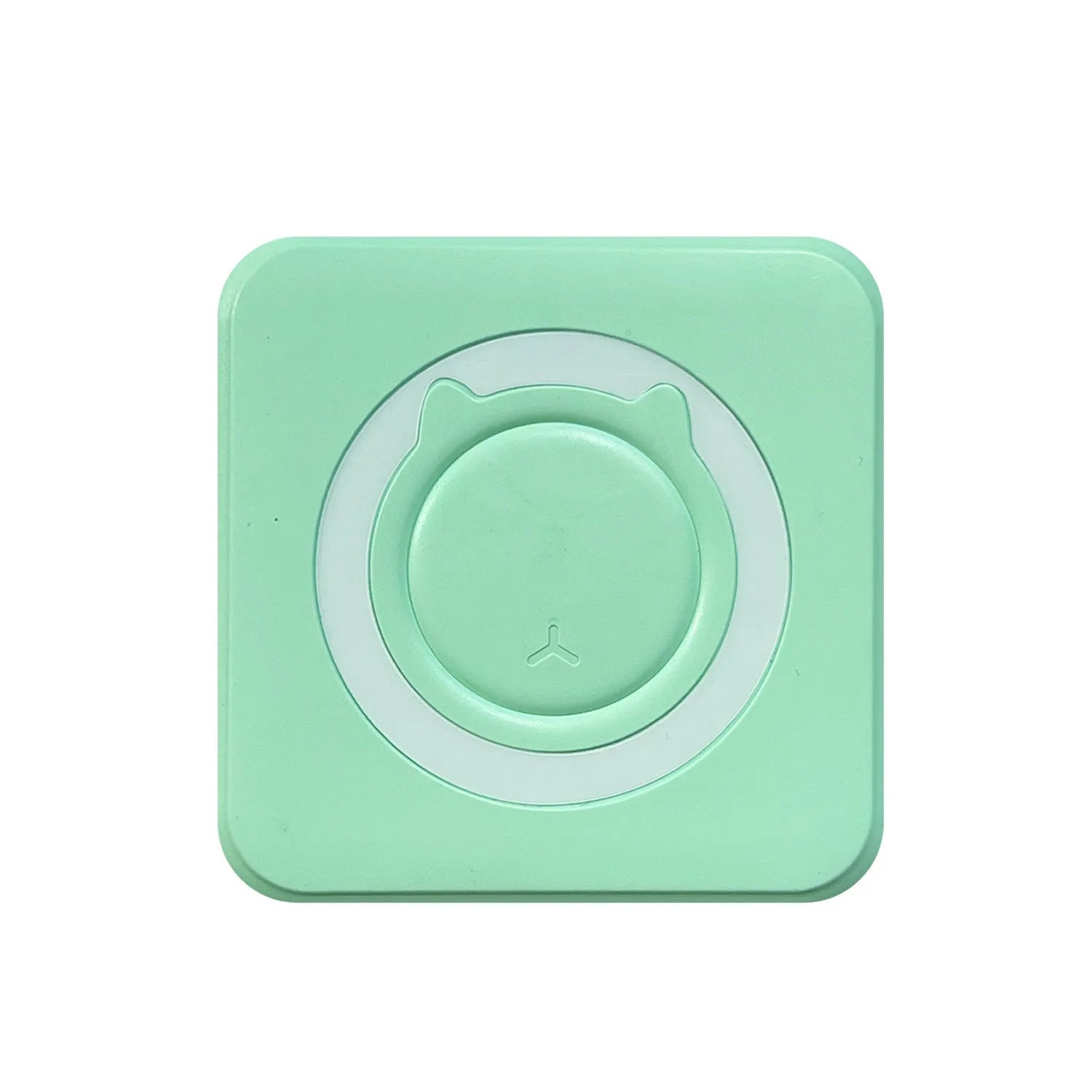Pocket mini thermal printer in Macaron Blue with USB cable on white background