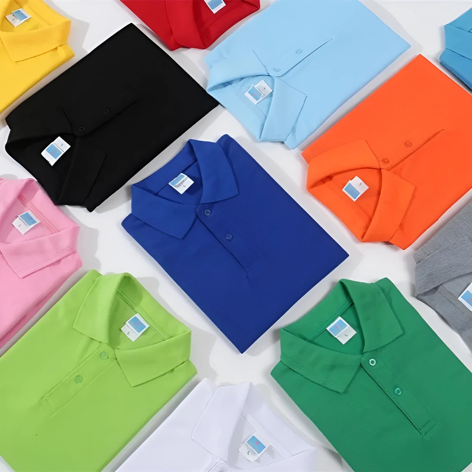 Short sleeve cotton work shirt on a hanger, showing plain chest for embroidery, in a choice of colours