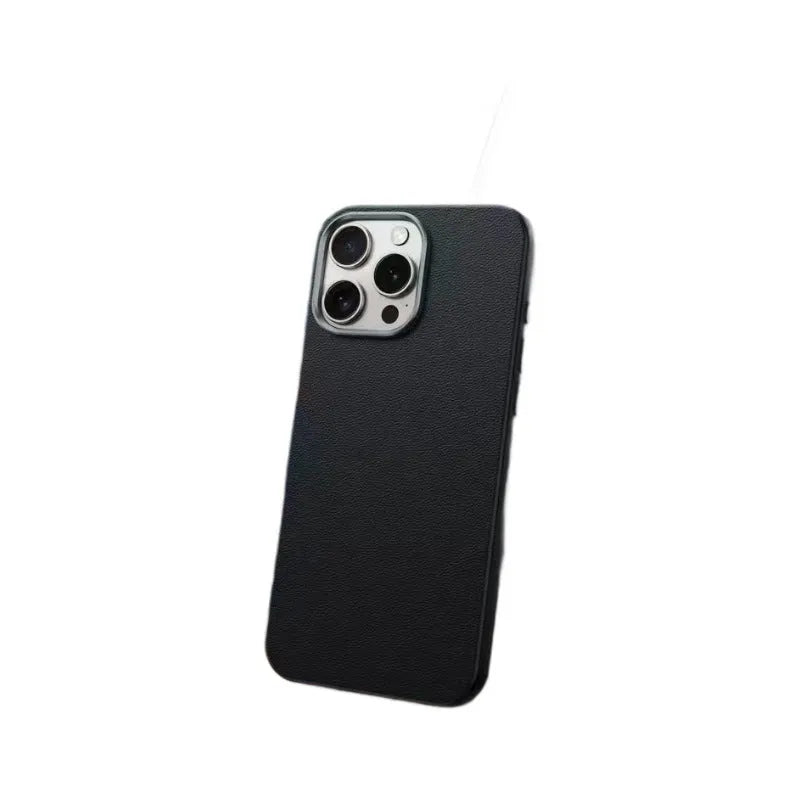TPU phone case with leather pattern anti-fall design for Apple iPhone in black