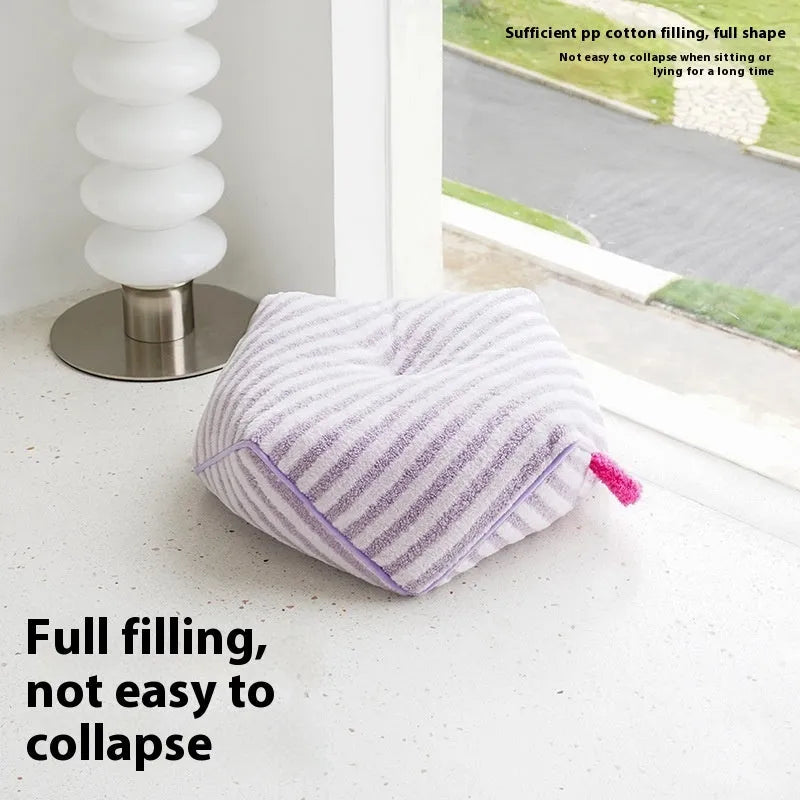 Striped soft velvet pet bed for dogs in orange, purple, or yellow with a removable washable cover.