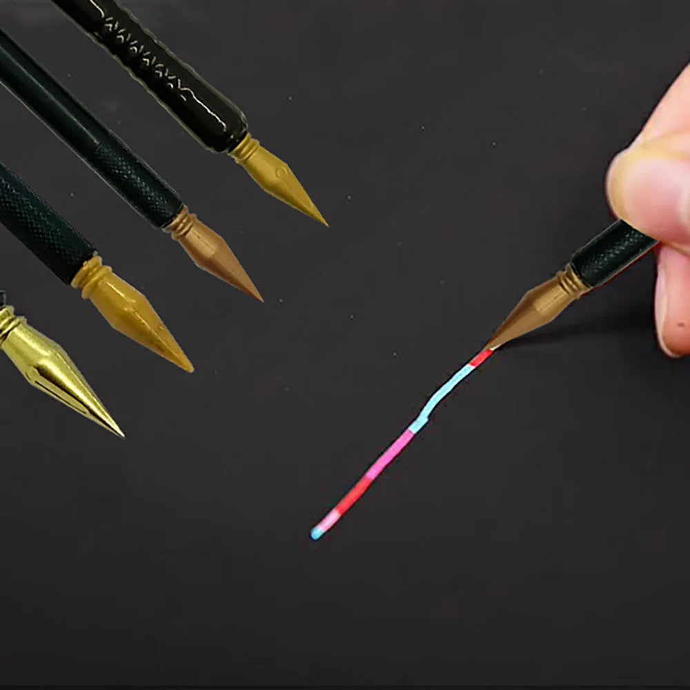A white PS plastic scratch pen for children's rainbow drawing and art projects on black paper.
