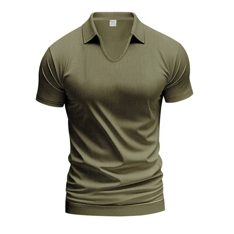 Men's casual V-neck short sleeve cotton blend tee in loose fit summer design