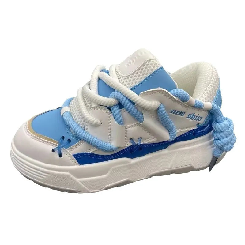 Women's retro platform sneakers with thick rubber sole and microfiber upper in grey colour