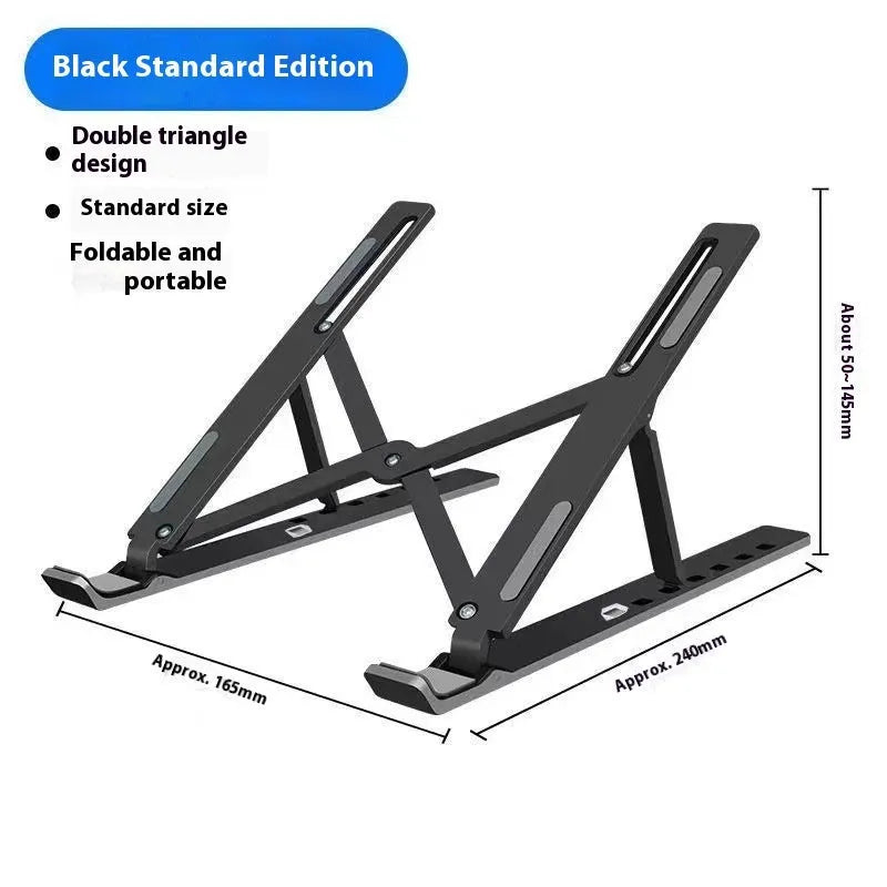 Silver aluminium alloy folding laptop stand for 16-18 inch devices with cloth carry bag
