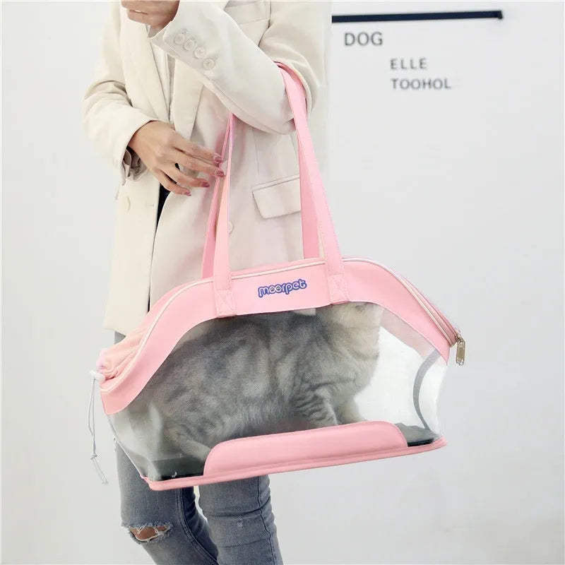 MOORPET medium-hardness leather cat carry bag with 25L capacity in a solid colour