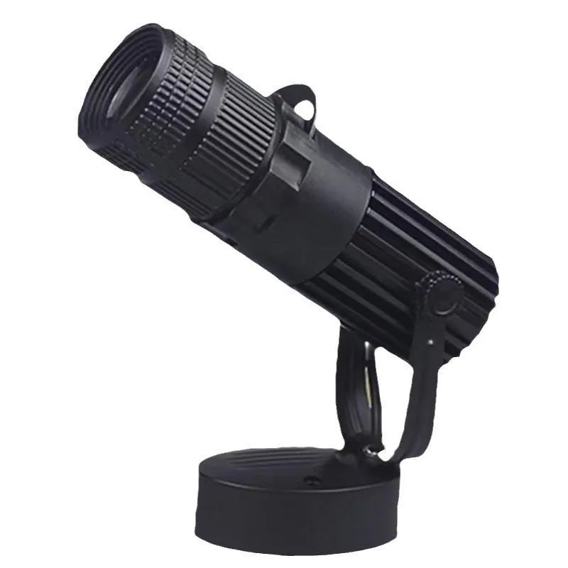 Black aluminium surface-mounted LED spotlight with 20W power and 3000K warm white light for restaurants