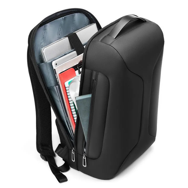 Men's large capacity business travel backpack in Oxford cloth solid colour with air pillow belt